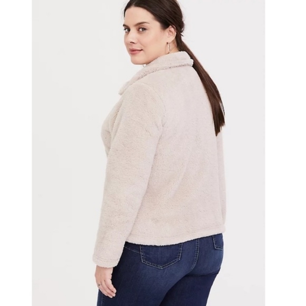 Torrid Sherpa Zip Up Jacket in Beige/Tan Size 4 (X) - Picture 3 of 11